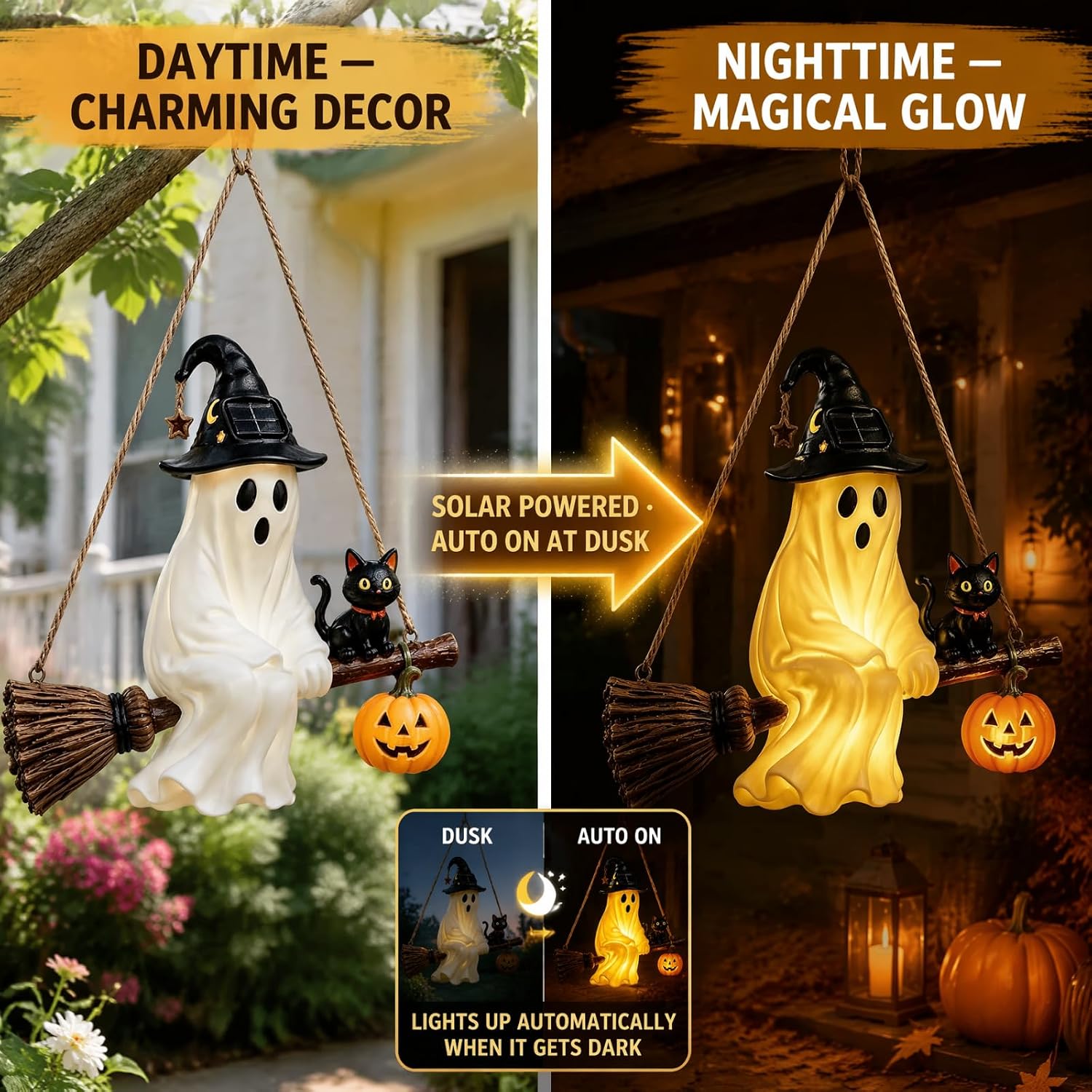 Solar Ghost Chandelier Hallowe - Pumpkin Lantern Halloween recension och pris