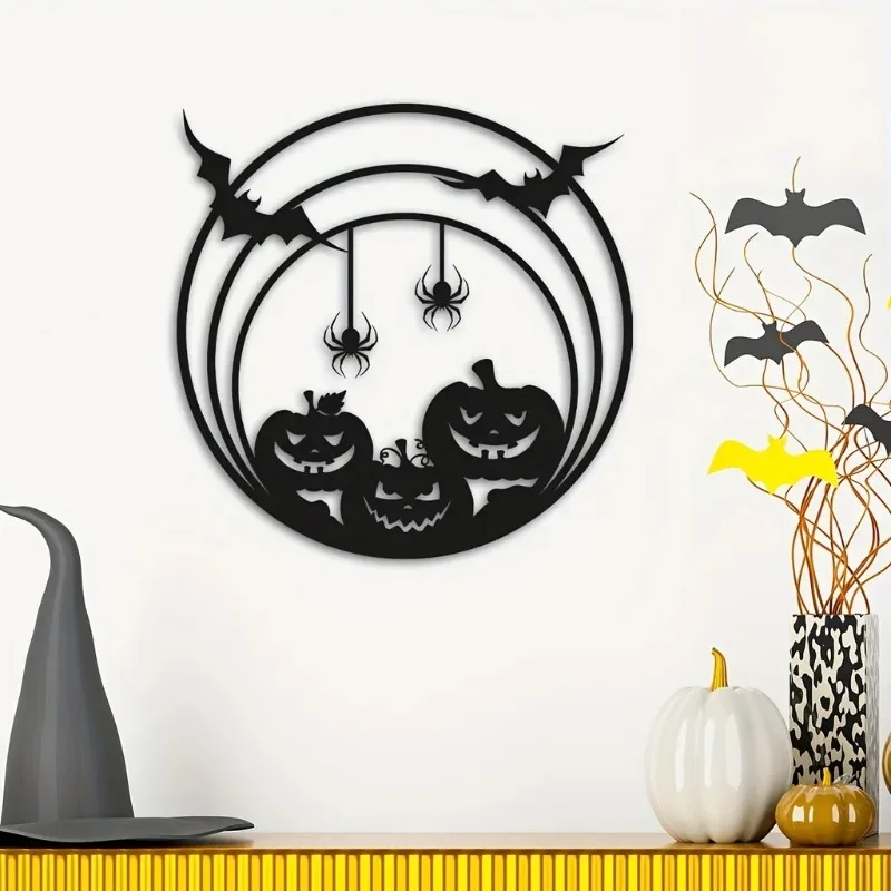 Halloween Metal Wall Art Pumpk - Spider Web Halloween Decoration recension och pris