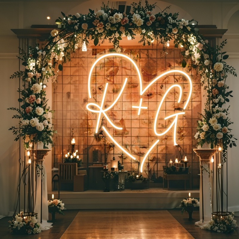 Custom Initials Heart LED Neon - Halloween Party Supplies recension och pris