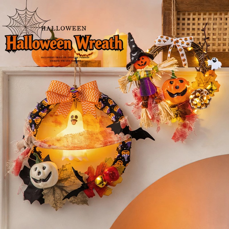 DIY Halloween Wreath Kit with  - Halloween Pumpkin Decor Led recension och pris