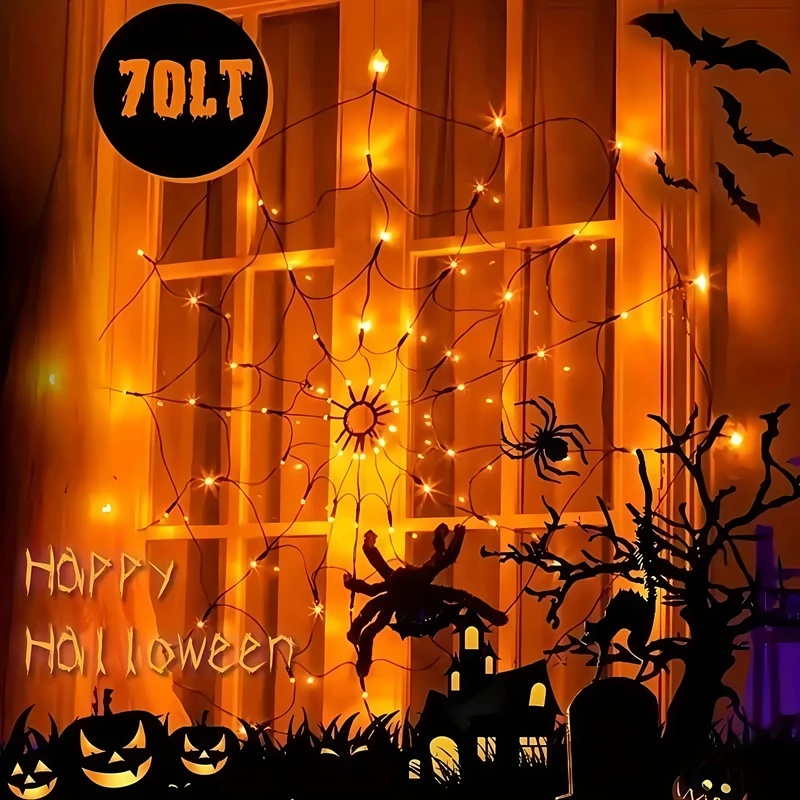 Halloween Spider Web LED Strin - Halloween Led String Lights Orange recension och pris