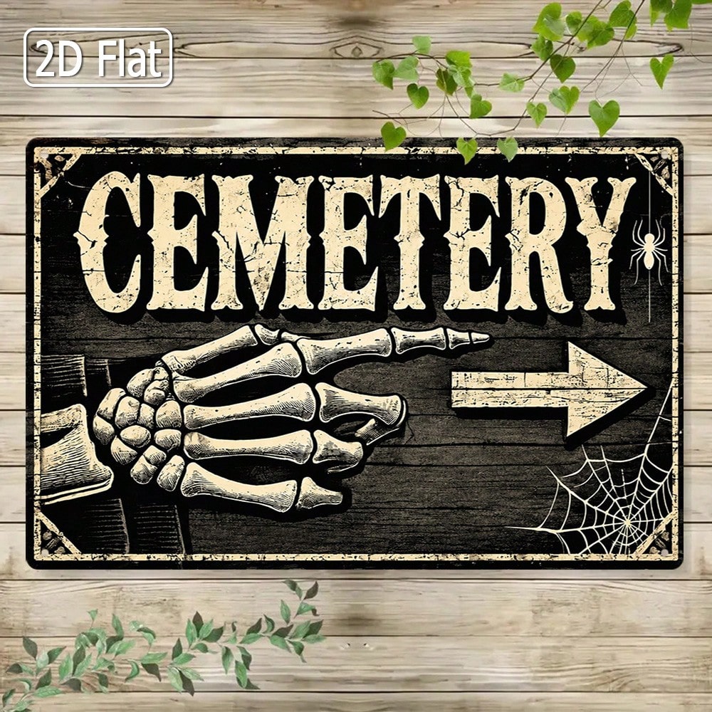 1pc 2D Flat Tin Sign - Vintage - Halloween Skeleton Decoration recension och pris