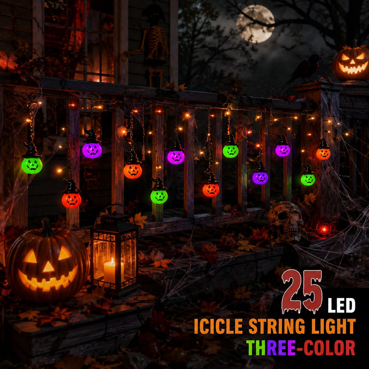 1pc Halloween Horrible 10 Witc - Halloween Led String Lights Orange recension och pris